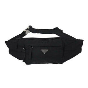 Prada Waist Bag Body Triangle Logo Black Nylon